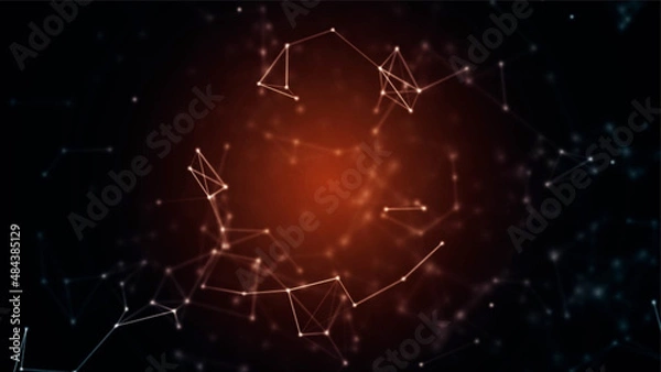 Obraz ill - Red abstract plexus background for presentations, logo with moving elements