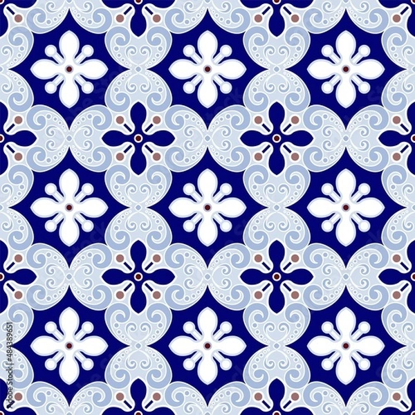 Obraz Floral tile pattern vector