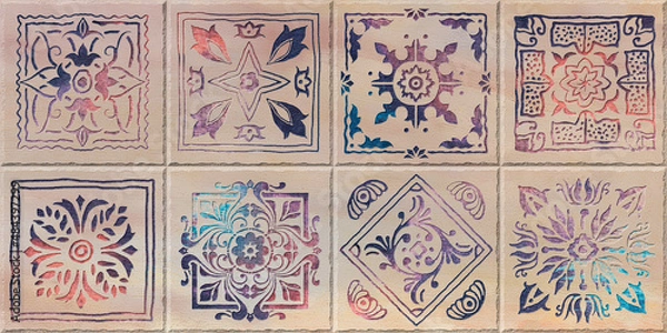 Obraz Multicolor digital wall tiles design for interior abstract home decor used ceramic digital wall tile background texture.