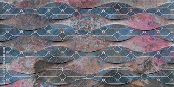 Fototapeta Multicolor digital wall tiles design for interior abstract home decor used ceramic digital wall tile background texture.