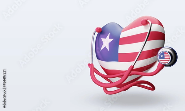 Obraz 3d world health day Liberia flag rendering right view