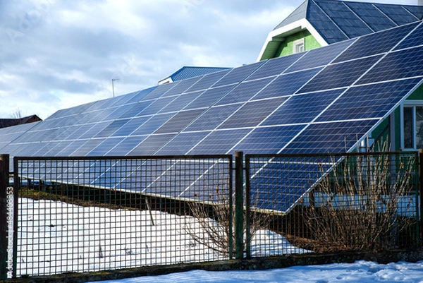 Fototapeta Solar panels are an environmentally friendly source of energy.