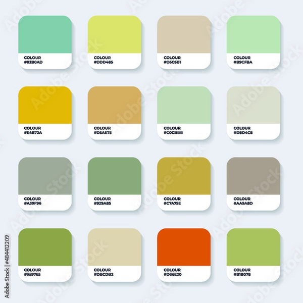 Fototapeta Color Pantone. Trend Colour Guide Palette Catalog Samples in RGB HEX. Neomorphism Vector. color palette for fashion designers, business, and paints colors company
