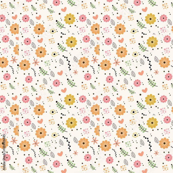 Fototapeta Seamless colorful floral patterns collection design	
