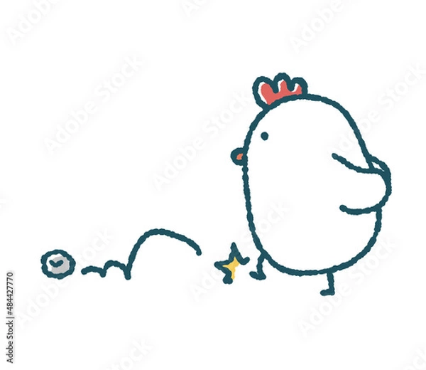 Obraz ゆるいにわとりは寂しそうに石ころを蹴る
