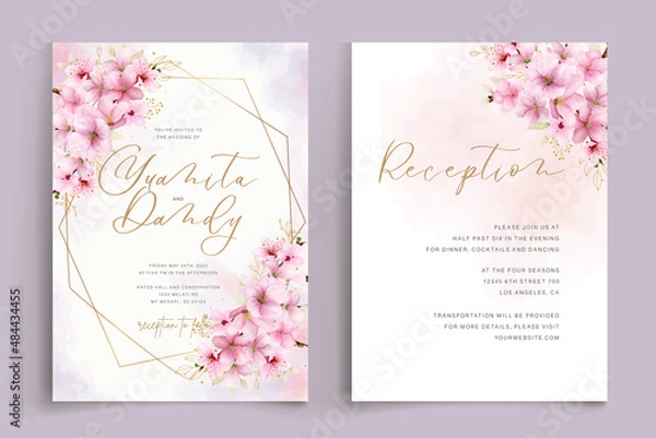 Obraz cherry blossom invitation card template
