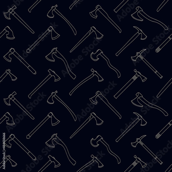 Fototapeta Seamless pattern with ancient battle axes for your project
