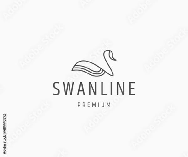 Fototapeta Swan line art logo icon design template