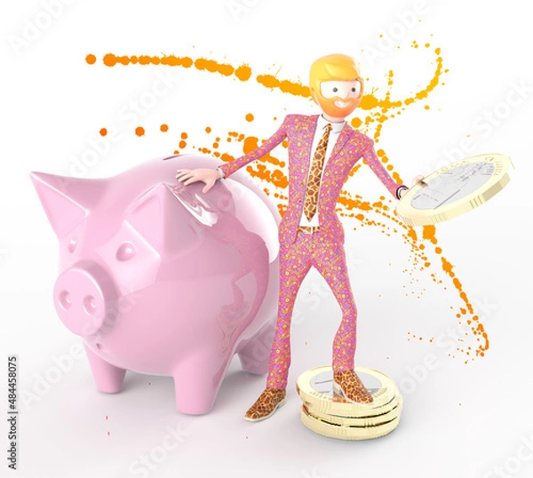 Obraz businessman and piggy bank