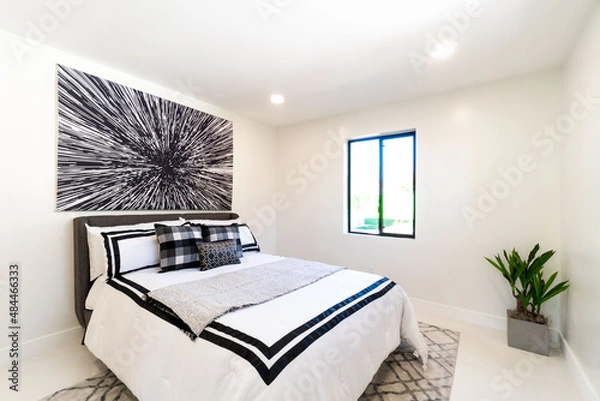 Fototapeta Black and white bedroom 