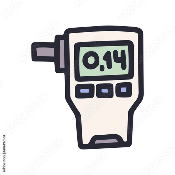 Obraz breathalyzer color vector doodle simple icon design