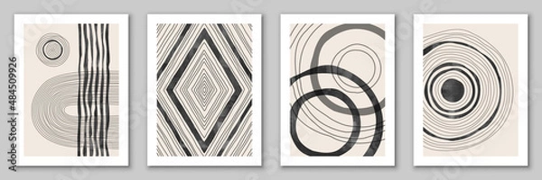 Obraz Set of watercolor, geometric backgrounds. Design for poster, wall decoration, cover. EPS10 vector template.