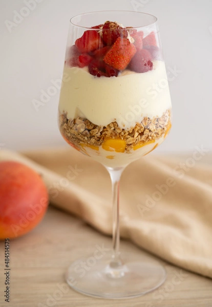 Fototapeta mango and berry desert 