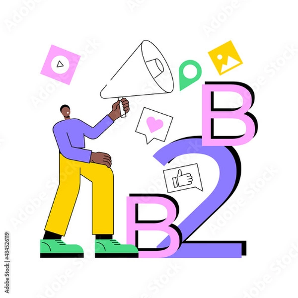 Fototapeta B2B marketing abstract concept vector illustration. Business to business, digital campaign, company website, strategy development, B2B lead generation, marketing, UI menu bar abstract metaphor.