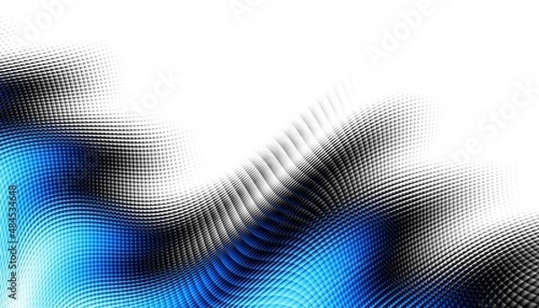 Obraz Abstract digital fractal pattern. Horizontal orientation. Expressive curved blue lines on white background.
