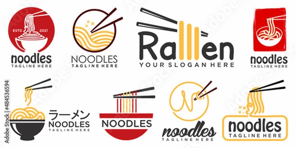 Fototapeta Noodle and ramen icon set logo design vector template. Vector illustration.