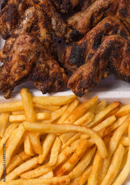 Obraz grilled wings with fries
