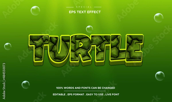 Fototapeta Editable text effect  turtle style