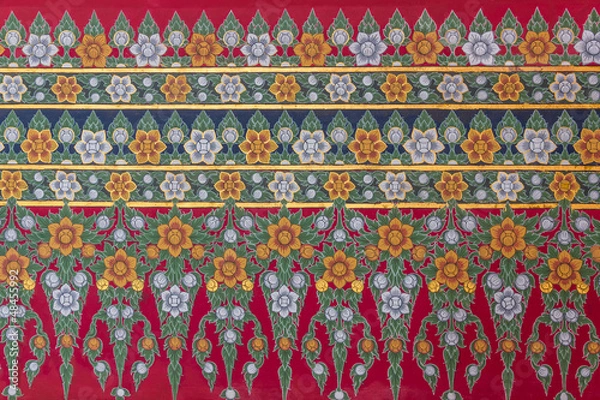 Fototapeta Thai painted ornament in Temple Golden