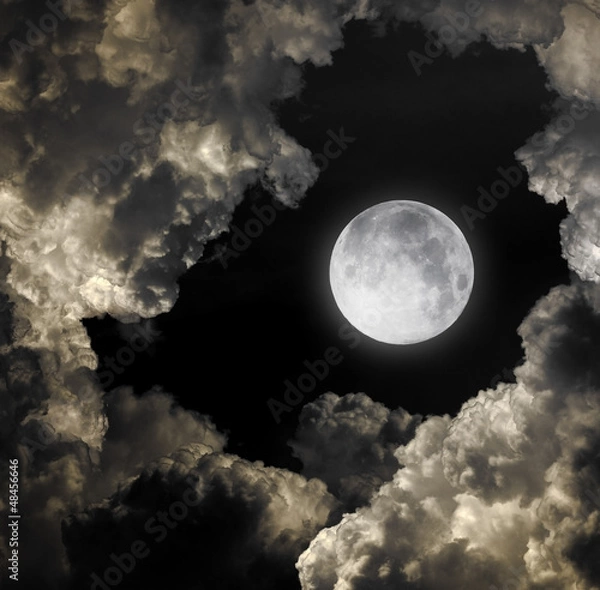 Obraz night sky with moon and clouds