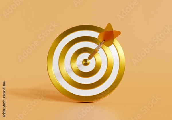 Obraz Golden arrow aim to dartboard golden arrow aim to dartboard, 3D rendering.