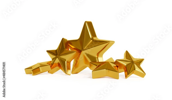 Fototapeta Gold star isolated on white background. 3D rendering.