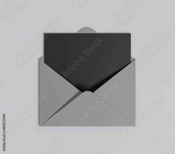 Obraz Black card in gray envelope on gray background 3D rendering