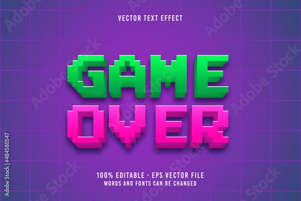 Fototapeta Game Over text, editable font effect