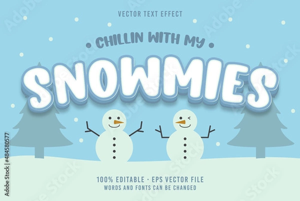 Fototapeta Snowmies Text, editable font effect