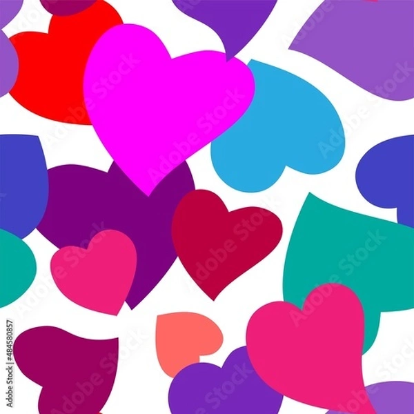 Fototapeta Colorful heart seamless pattern background. 