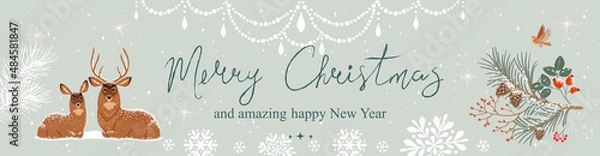 Obraz deer banner green