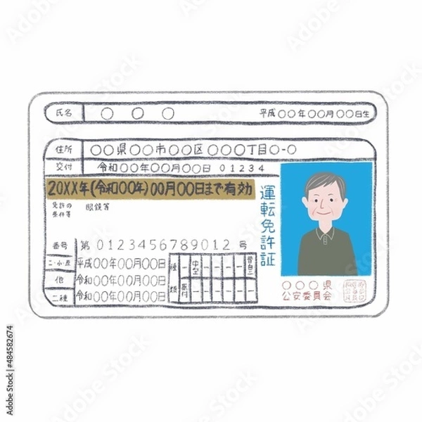 Fototapeta 令和版免許書_ゴールド_年配の男性