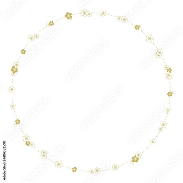 Obraz 水玉とシックな桜の丸い装飾枠
