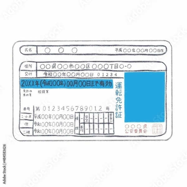 Obraz 令和版免許書_ブルー_無地