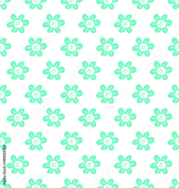 Fototapeta Seamless vector repeat tropical floral surface pattern design in bright colours on a white background.