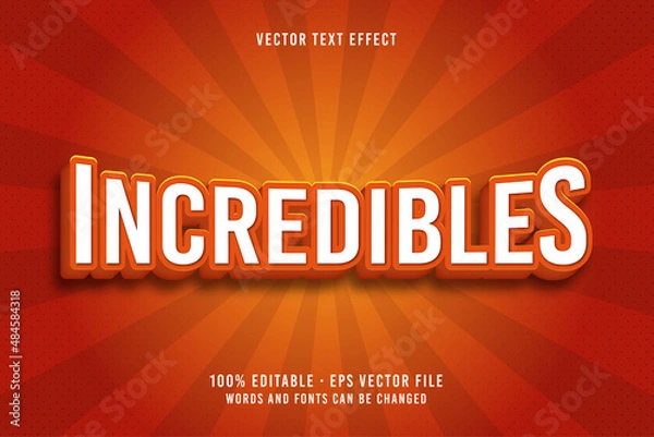 Fototapeta Incredibles text, editable font effect