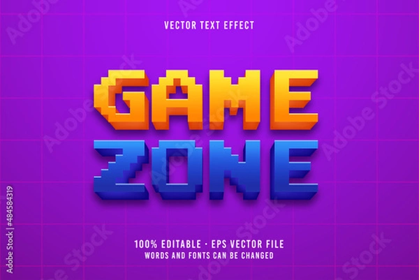 Fototapeta Game zone text, editable font effect