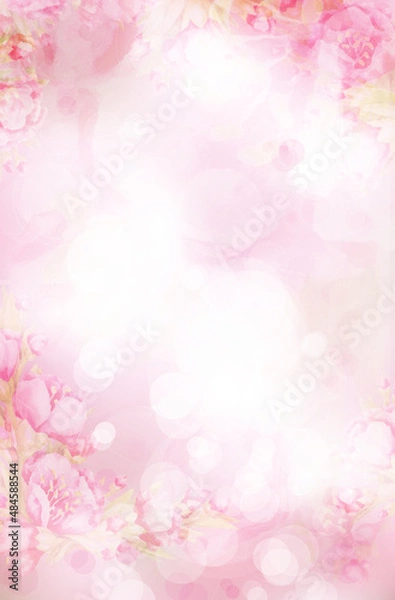 Obraz Floral, pink, bokeh background.  Abstract pink background. Illustration.