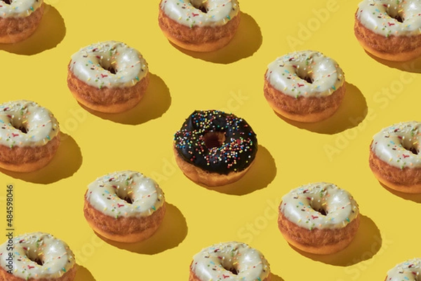 Obraz Doughnut repetition food background.