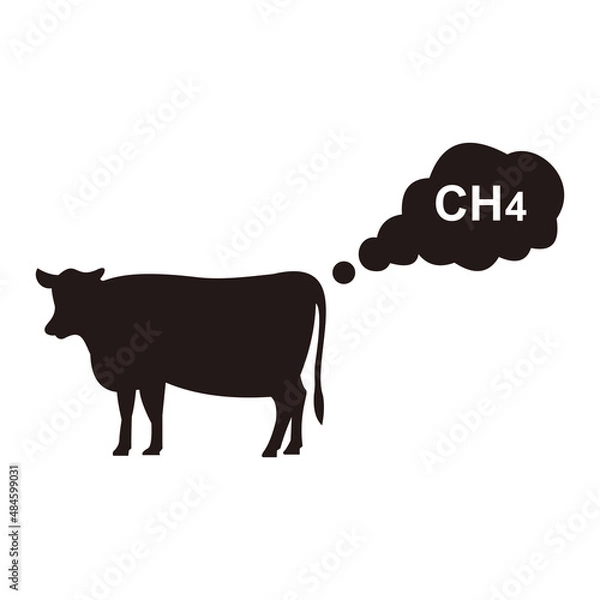 Fototapeta Methane emissions from livestock concept icon vector