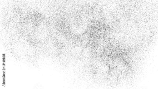 Fototapeta Distressed black texture. Dark grainy texture on white background. Dust overlay textured. Grain noise particles. Rusted white effect. Grunge design elements. Vector illustration, EPS 10.
