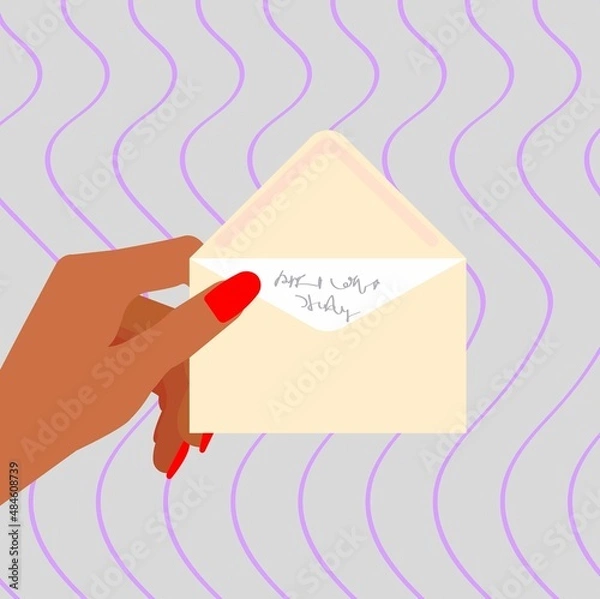 Obraz The hand is holding an envelope.
Envelope with a letter.