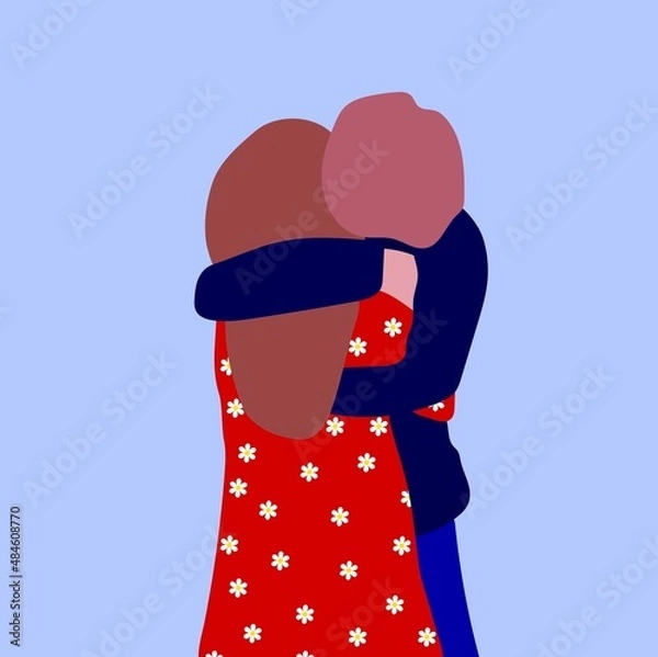 Obraz Two people hugging. Valentine's Day or International Hug Day.