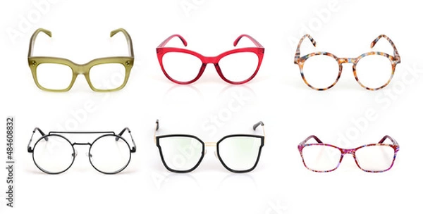 Fototapeta Green glasses isolated on white background for applying on a portrait