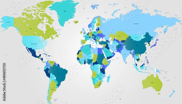 Fototapeta World map. Color vector modern. Silhouette map	