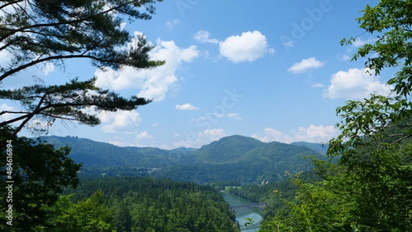 Fototapeta 川に架かる日本の鉄橋。