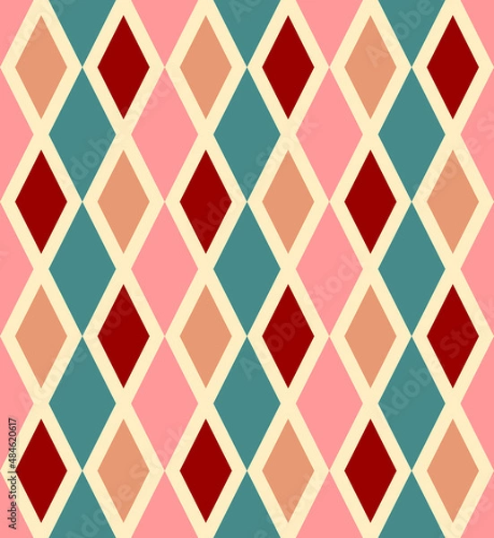 Fototapeta Beautiful seamless pattern of vertical multi-coloured rhombuses. Vector design.