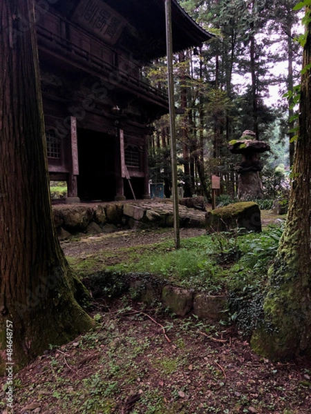Obraz 山間の寺