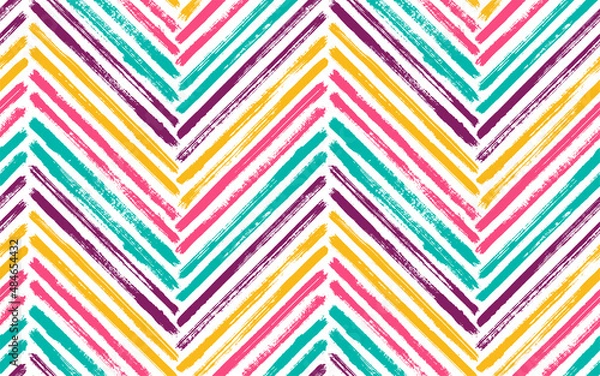 Obraz Brush stroke chevron zig zag seamless pattern.