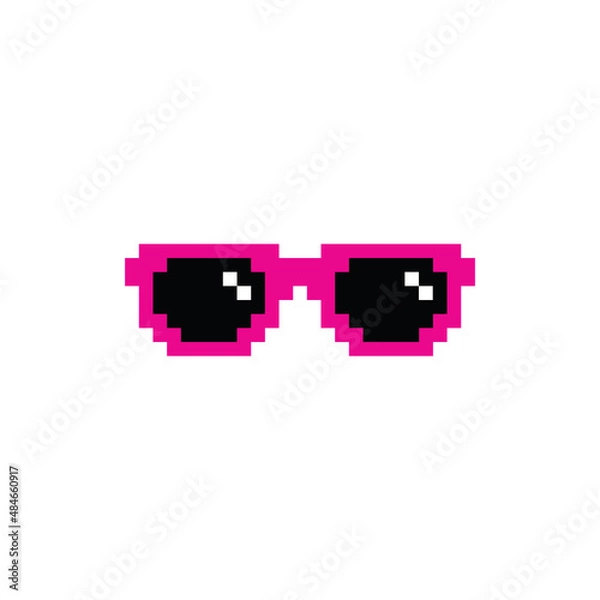 Fototapeta pixel glasses  icon vector  pixel art sunglasses element for 8 bit game
